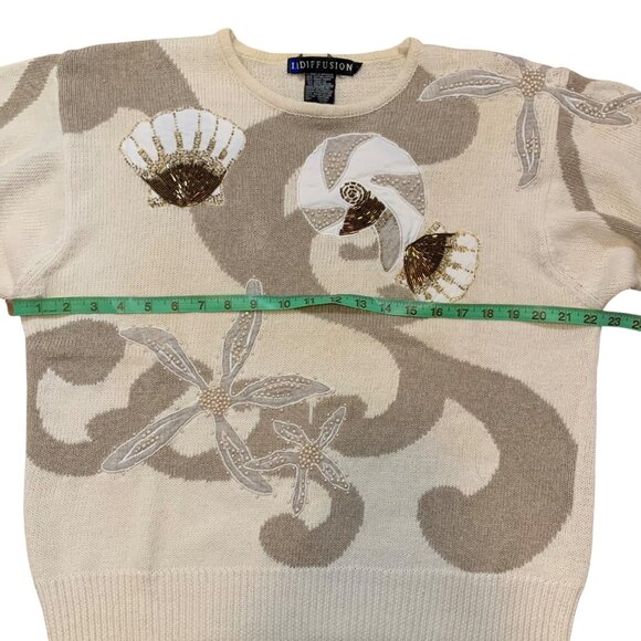 '89 IB Diffusion Embellished Beaded Seashell Sweater Womens SZ M - Hong Kong - Picture 12 of 13